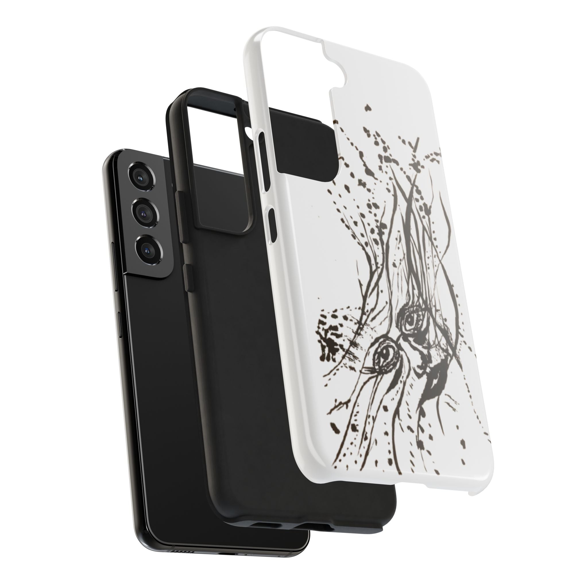 "Ink Face" Tough Phone Case — Abstract Ink Sketch Protective Cover