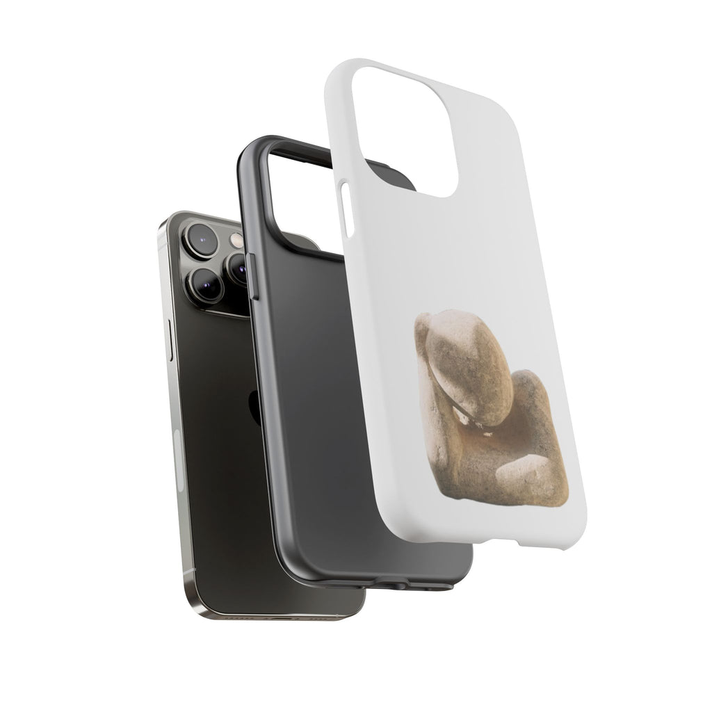 "Leaning Man" Phone Case — Minimalist Thoughtful Stone Sculpture Design
