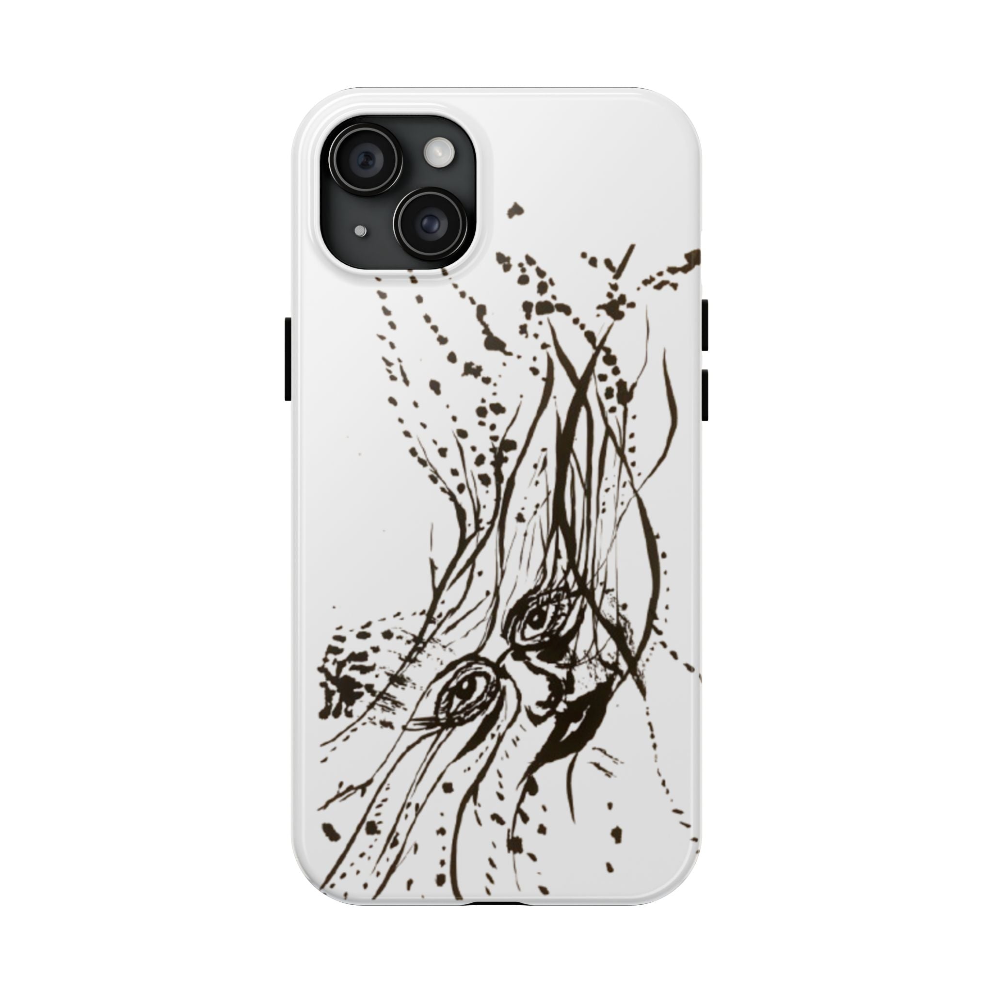 "Ink Face" Tough Phone Case — Abstract Ink Sketch Protective Cover