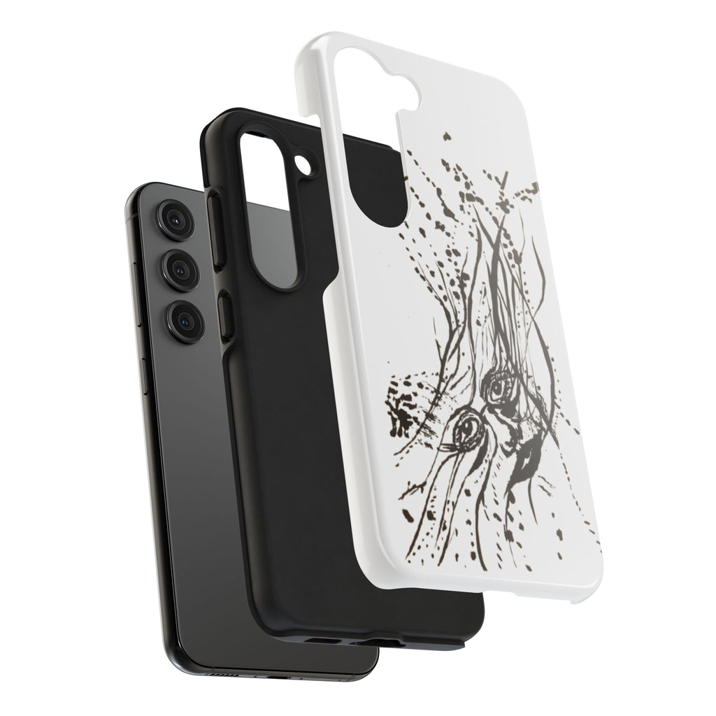"Ink Face" Tough Phone Case — Abstract Ink Sketch Protective Cover