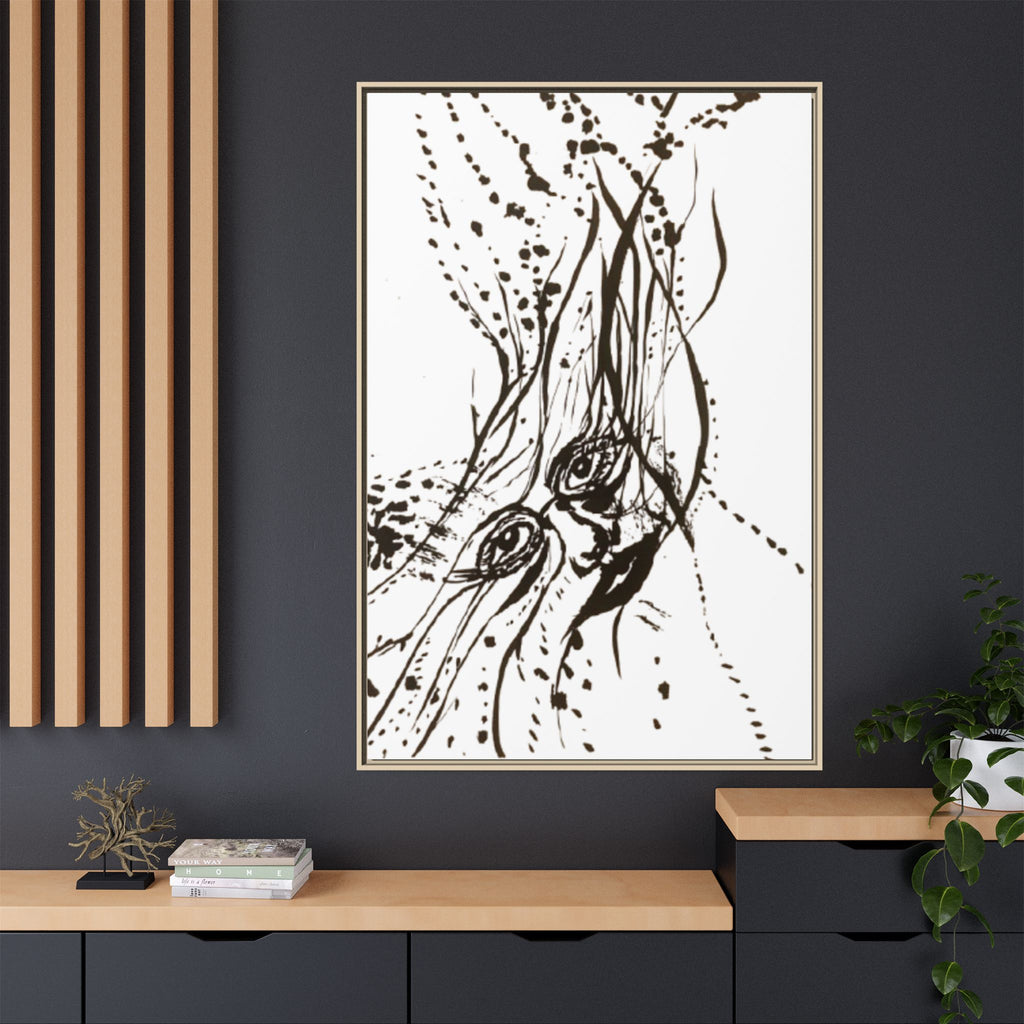 "The Ink Face" Framed Canvas Abstract Face Art Print