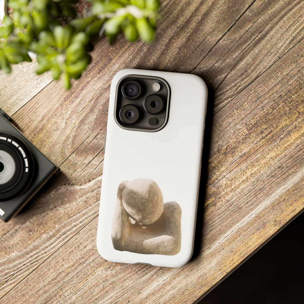 "Leaning Man" Phone Case — Minimalist Thoughtful Stone Sculpture Design