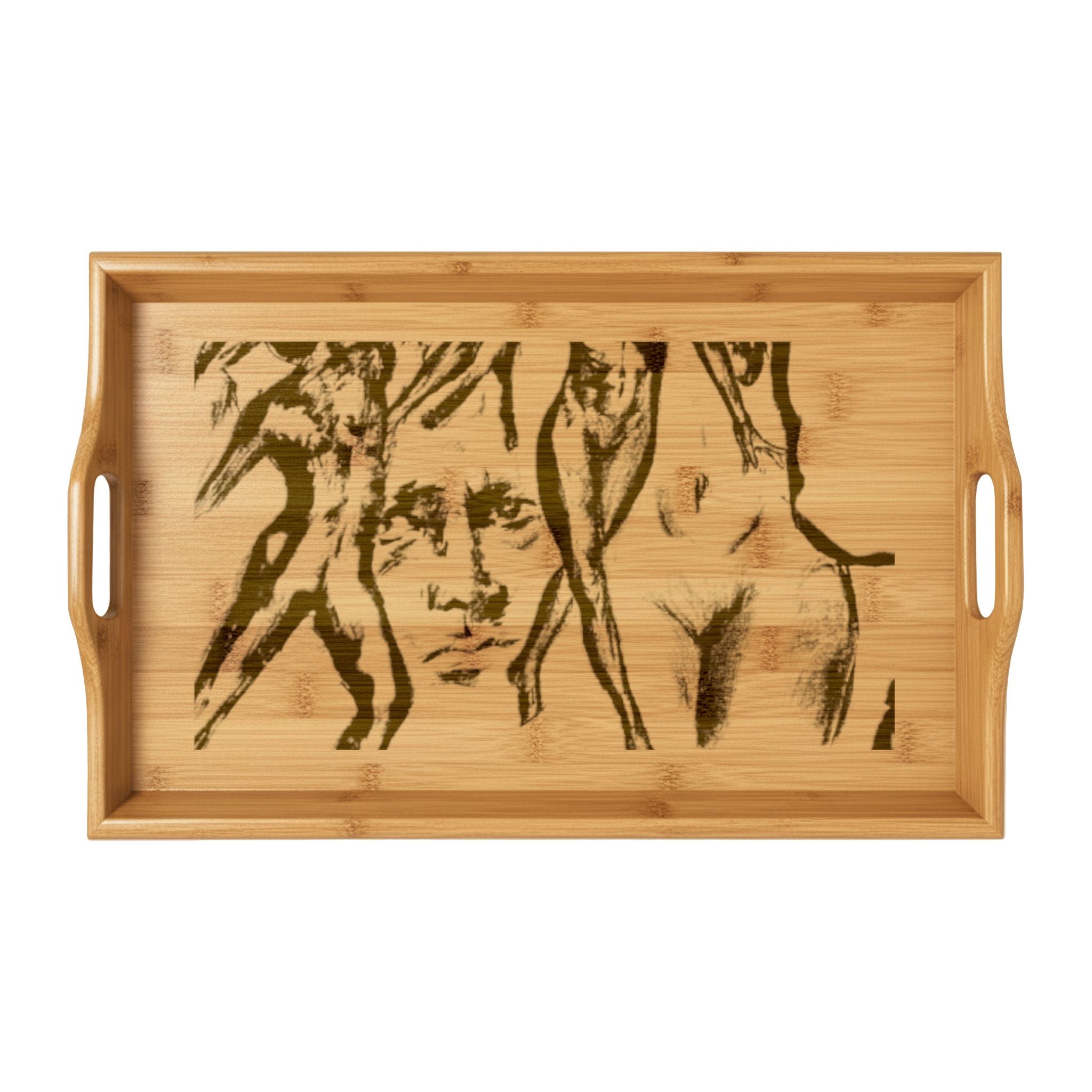 "The Figures" Engraved  Bamboo Tray