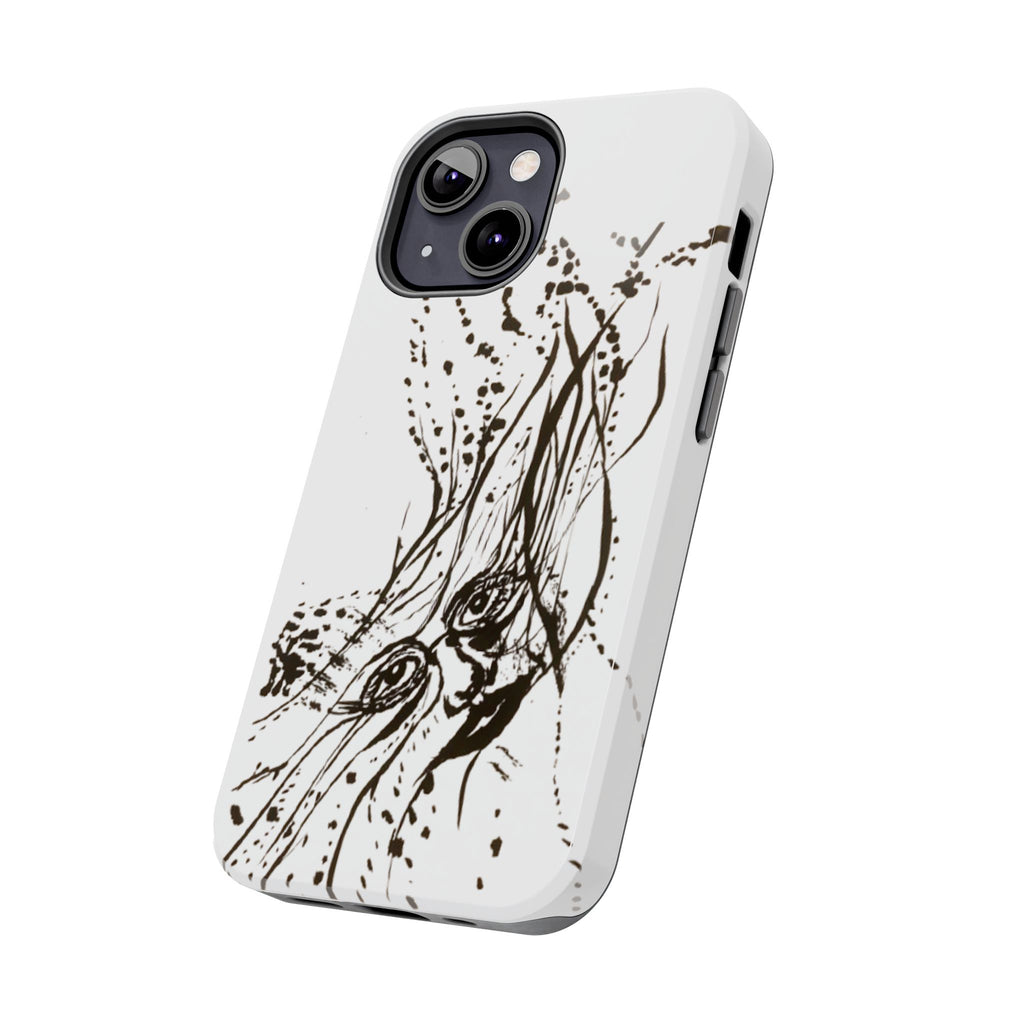 "Ink Face" Tough Phone Case — Abstract Ink Sketch Protective Cover