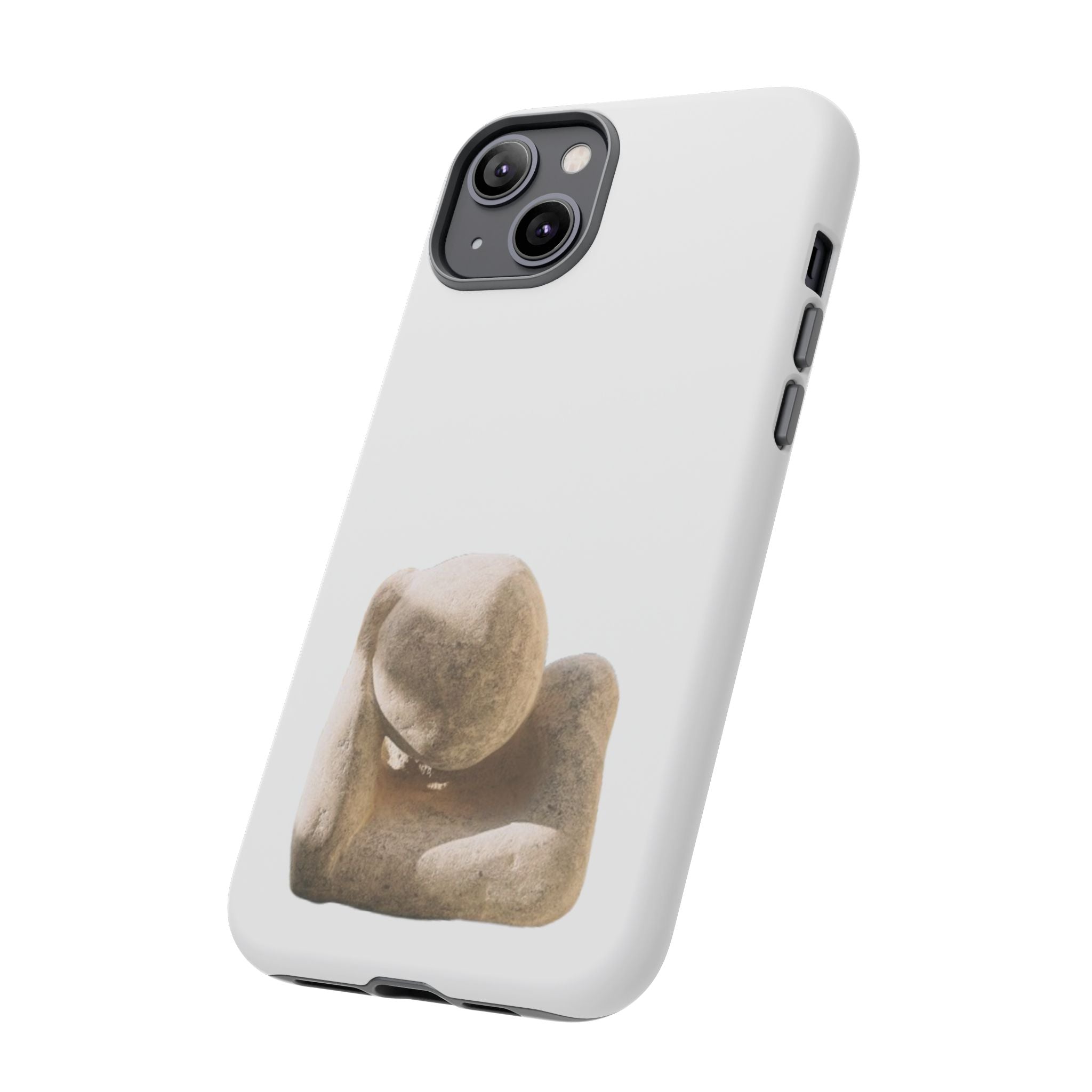 "Leaning Man" Phone Case — Minimalist Thoughtful Stone Sculpture Design