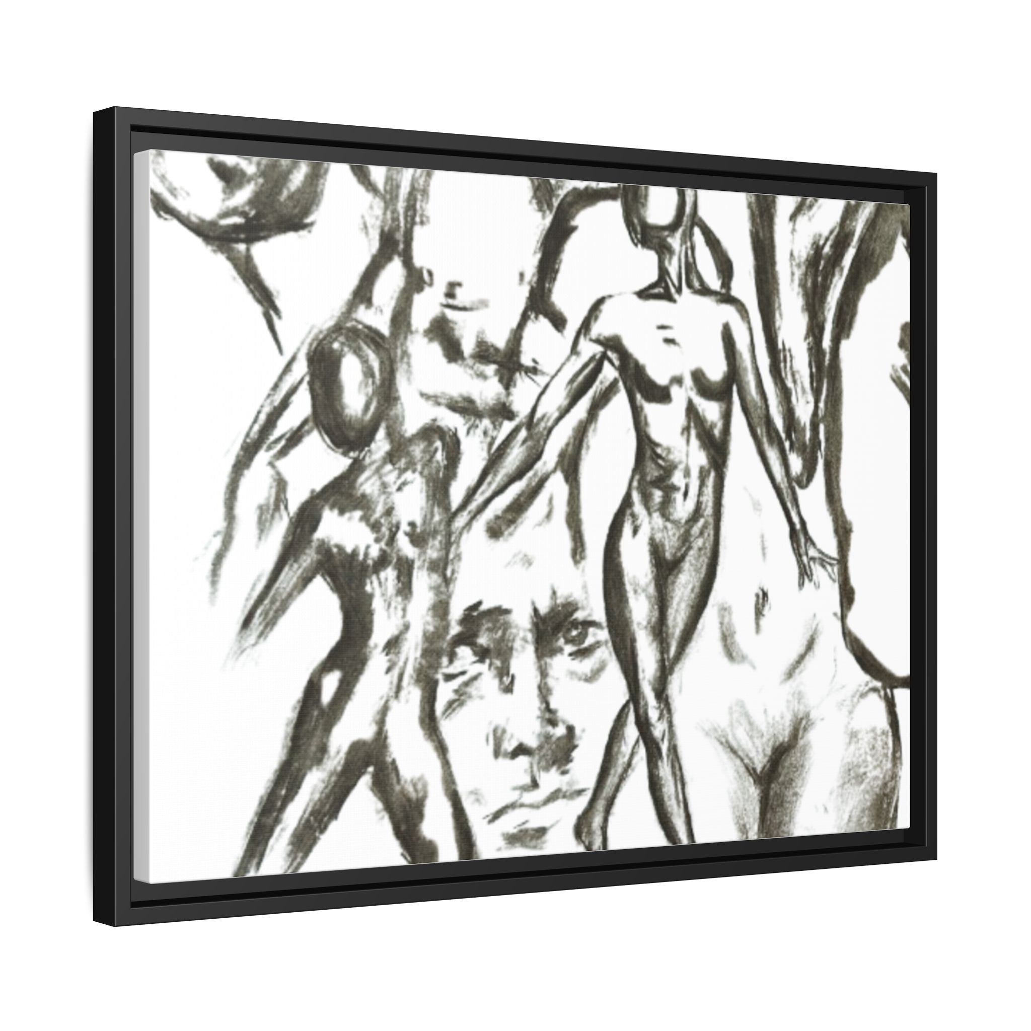 "The Figures" Abstract Matte Canvas Framed Wall Art