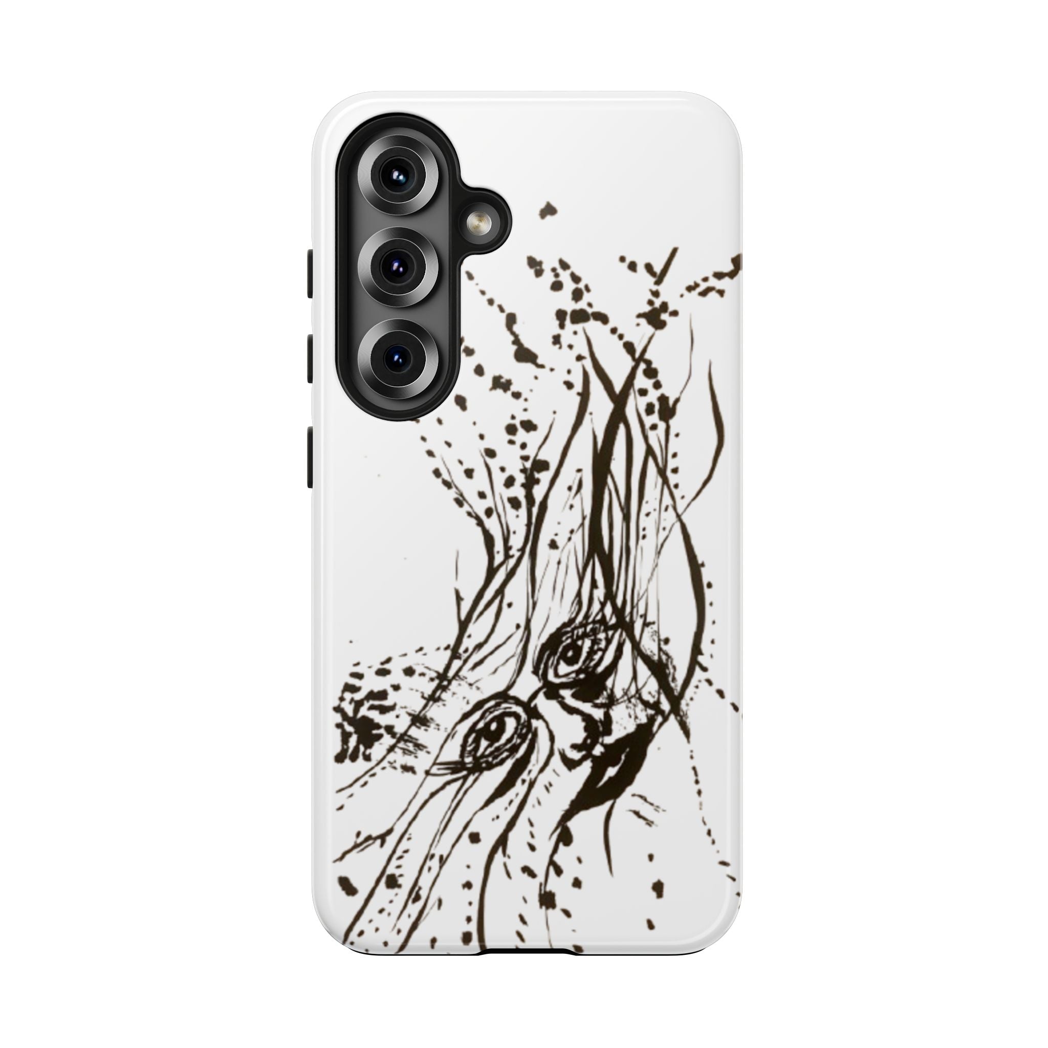 "Ink Face" Tough Phone Case — Abstract Ink Sketch Protective Cover