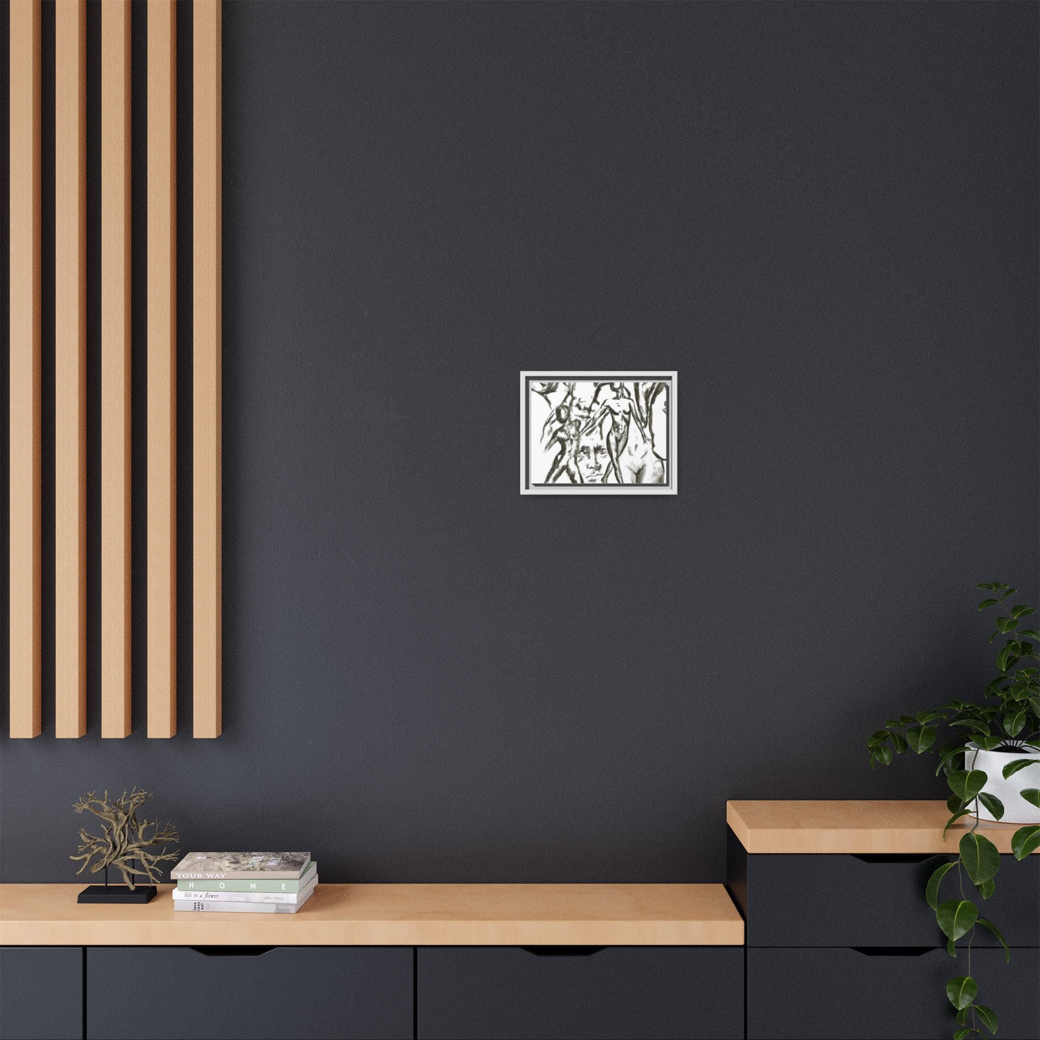 "The Figures" Abstract Matte Canvas Framed Wall Art