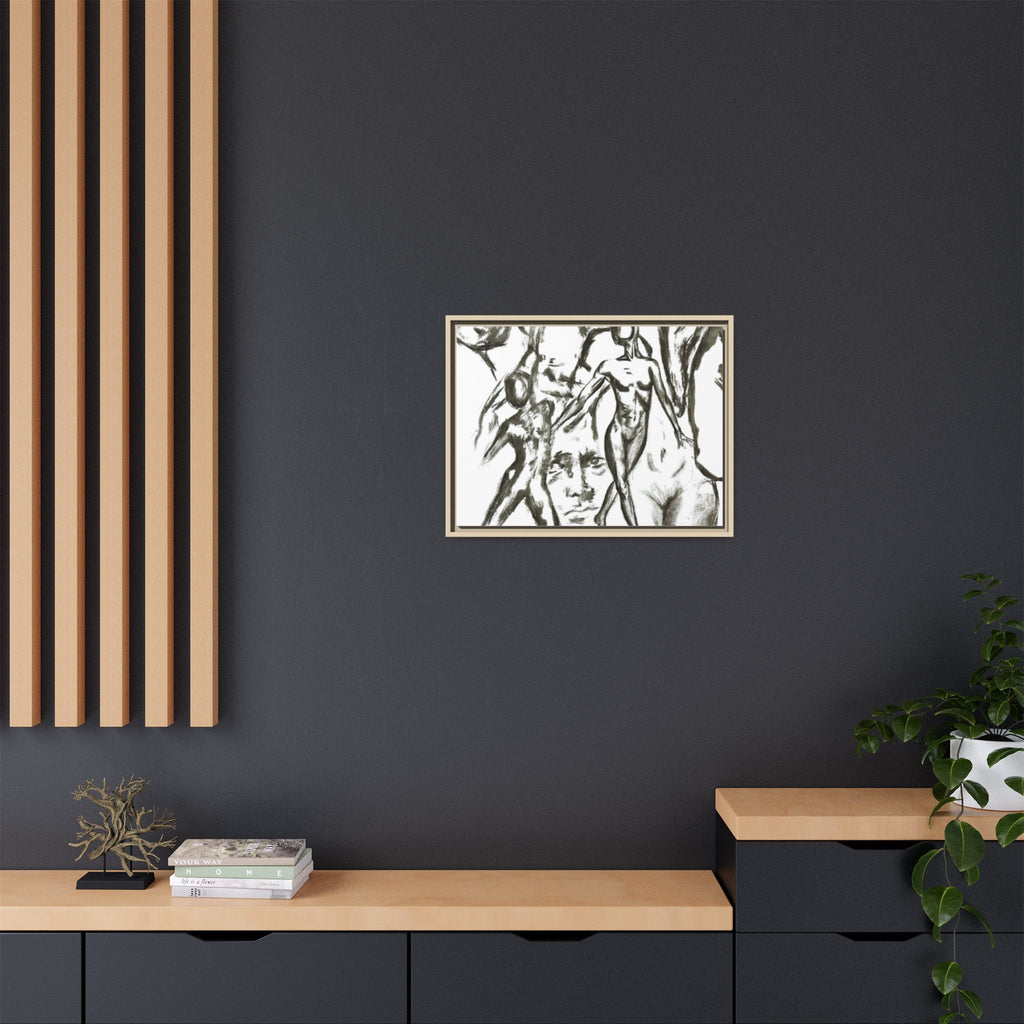 "The Figures" Abstract Matte Canvas Framed Wall Art