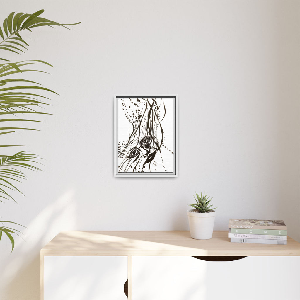 "The Ink Face" Framed Canvas Abstract Face Art Print
