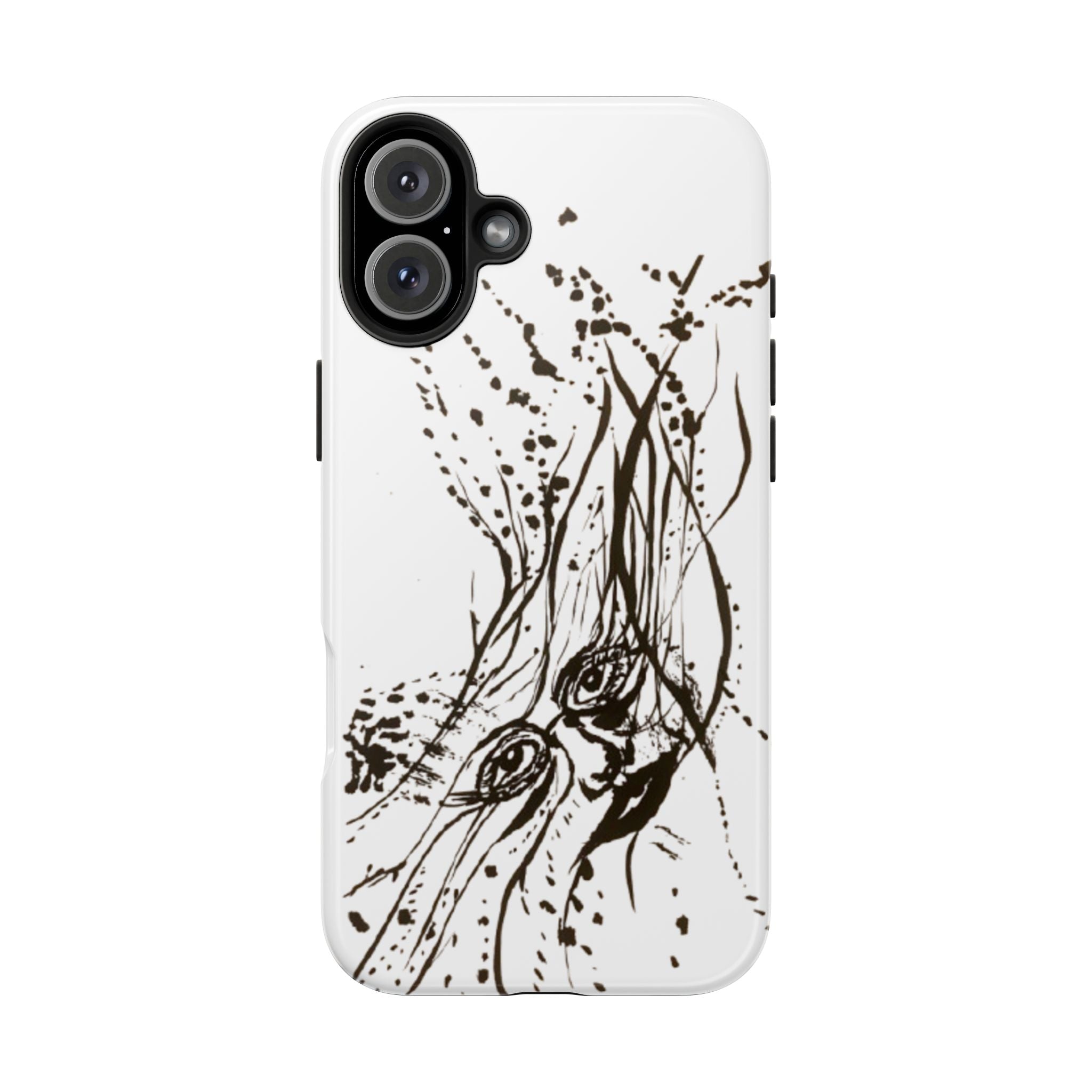 "Ink Face" Tough Phone Case — Abstract Ink Sketch Protective Cover