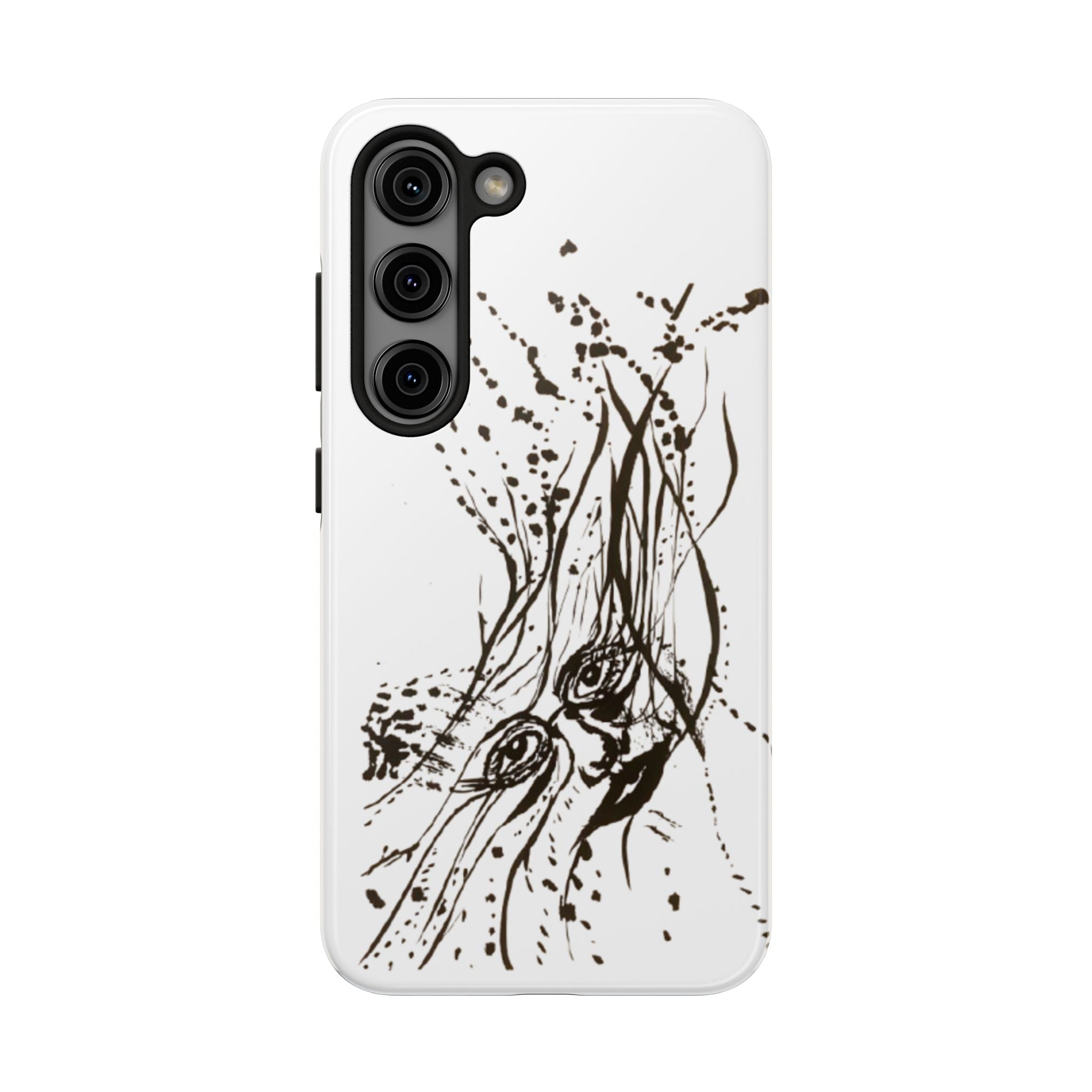 "Ink Face" Tough Phone Case — Abstract Ink Sketch Protective Cover