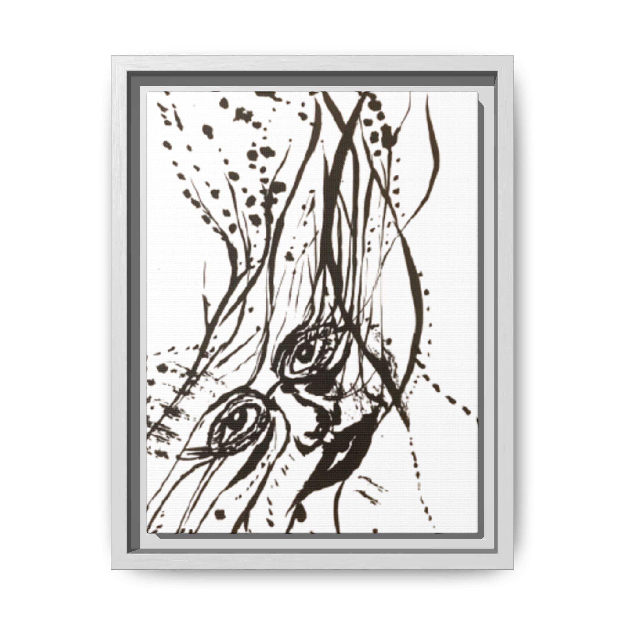 "The Ink Face" Framed Canvas Abstract Face Art Print