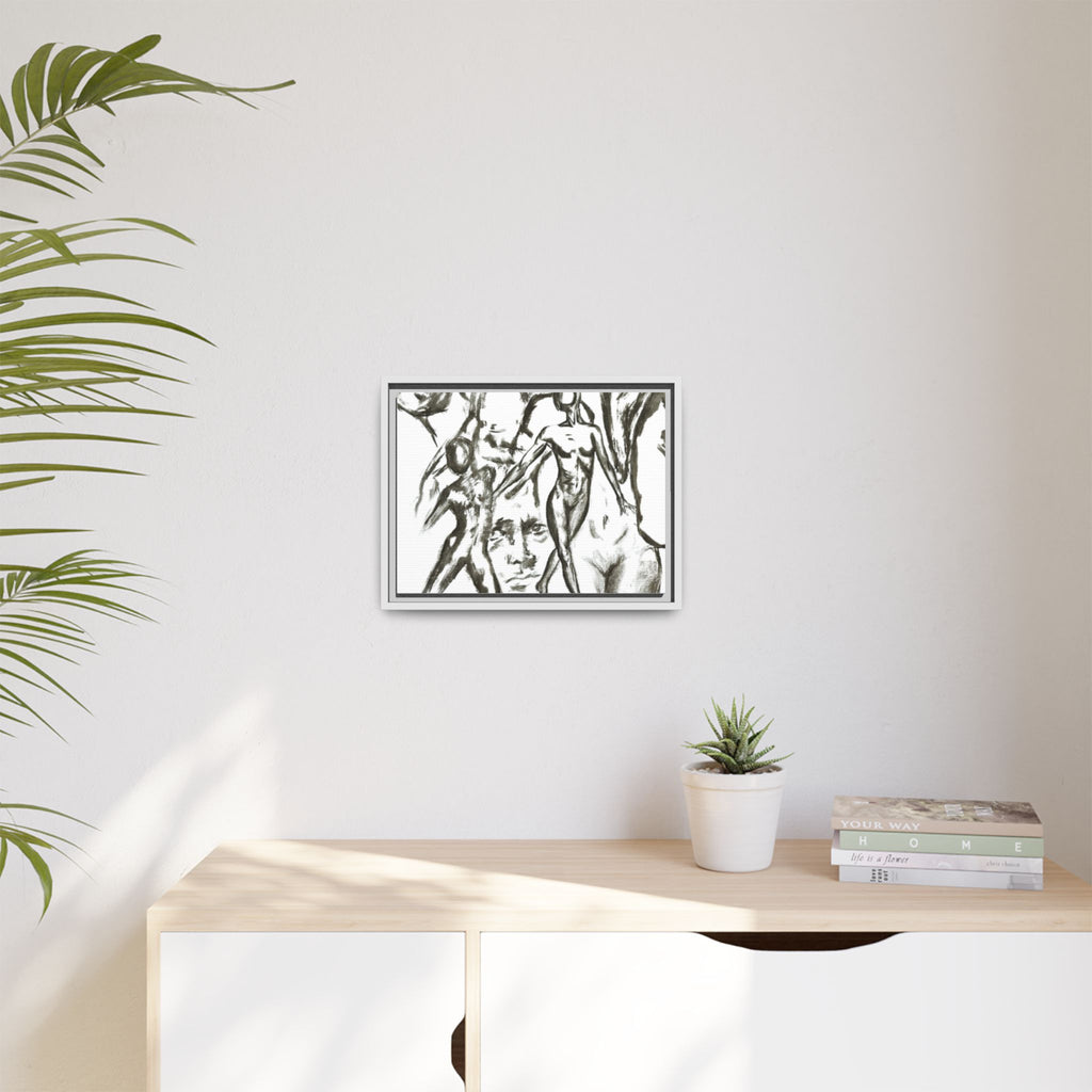"The Figures" Abstract Matte Canvas Framed Wall Art