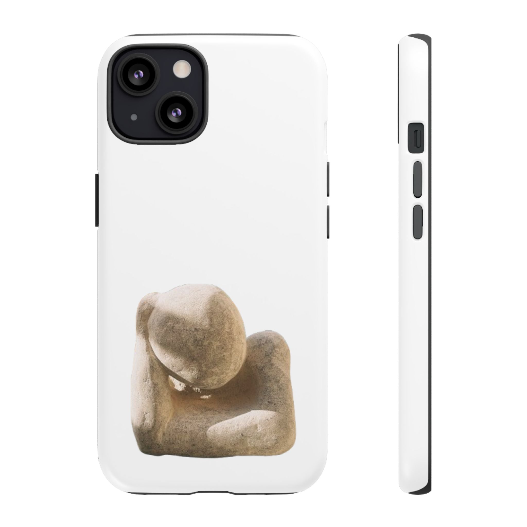 "Leaning Man" Phone Case — Minimalist Thoughtful Stone Sculpture Design
