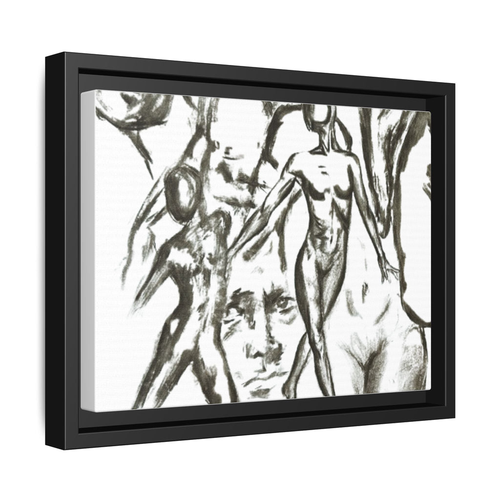 "The Figures" Abstract Matte Canvas Framed Wall Art