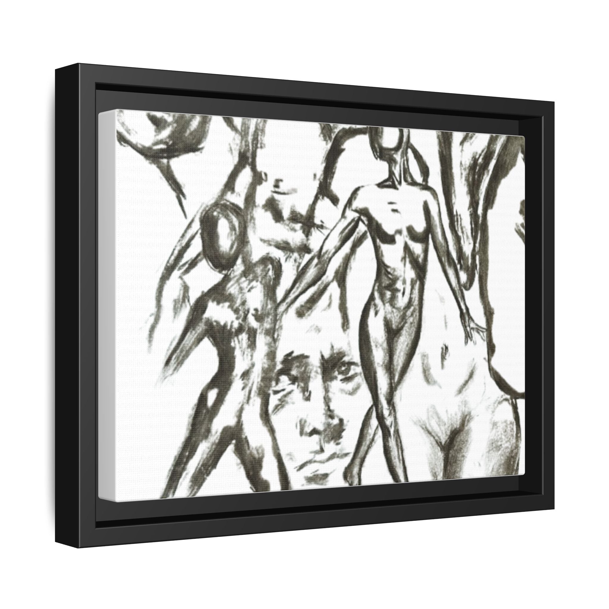 "The Figures" Abstract Matte Canvas Framed Wall Art