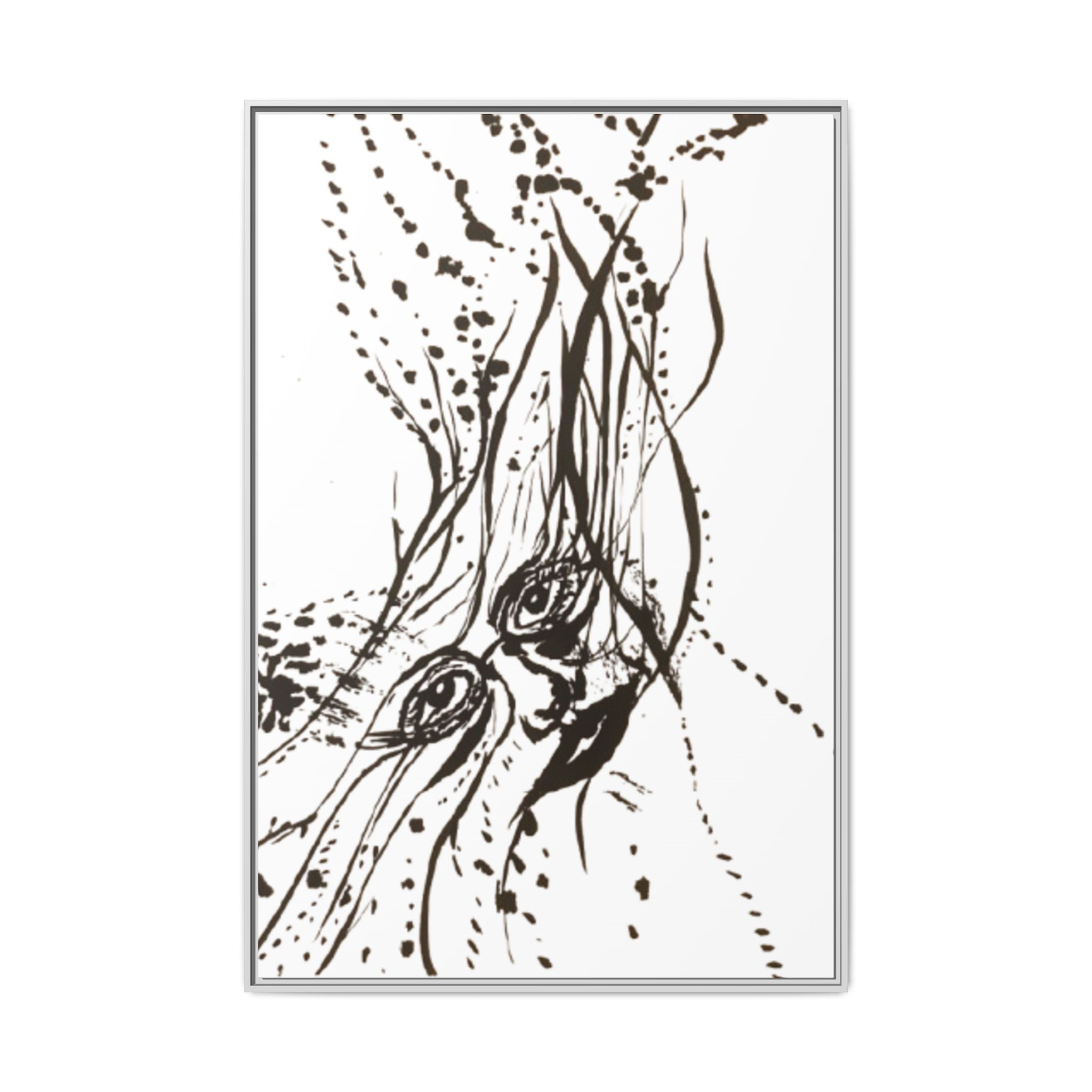 "The Ink Face" Framed Canvas Abstract Face Art Print