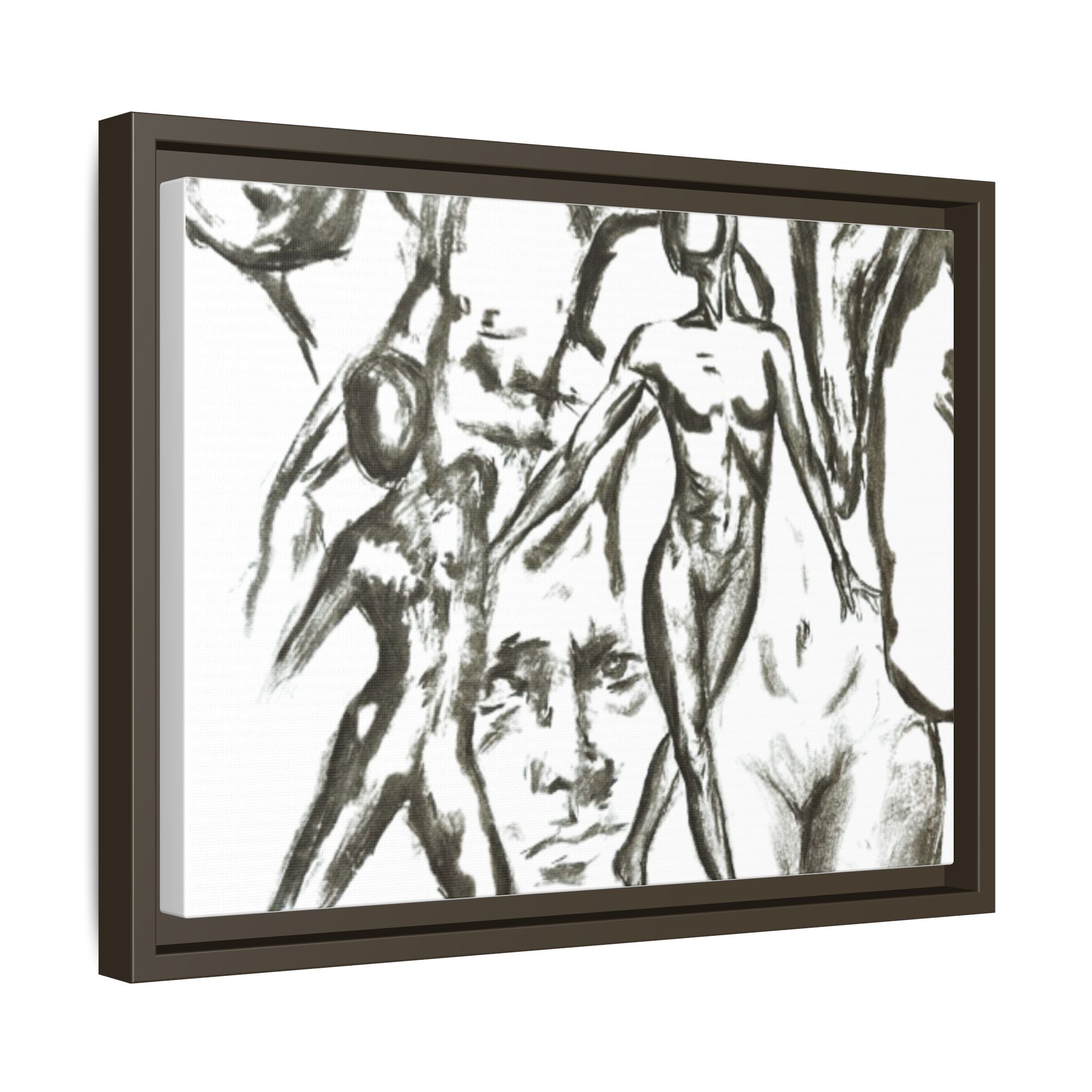 "The Figures" Abstract Matte Canvas Framed Wall Art