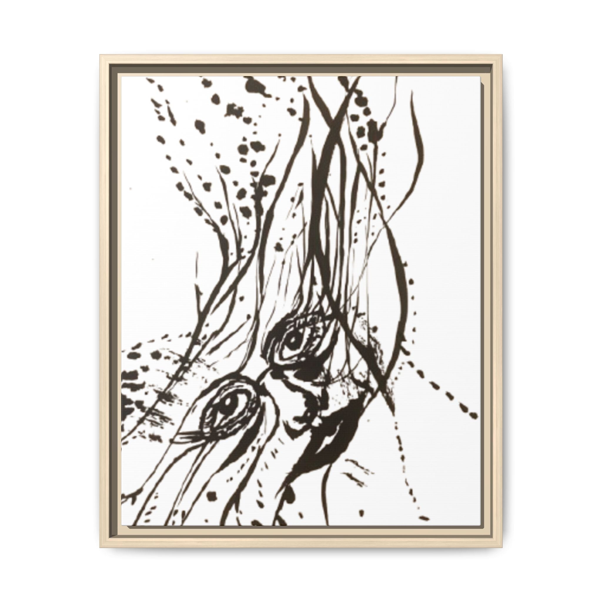 "The Ink Face" Framed Canvas Abstract Face Art Print