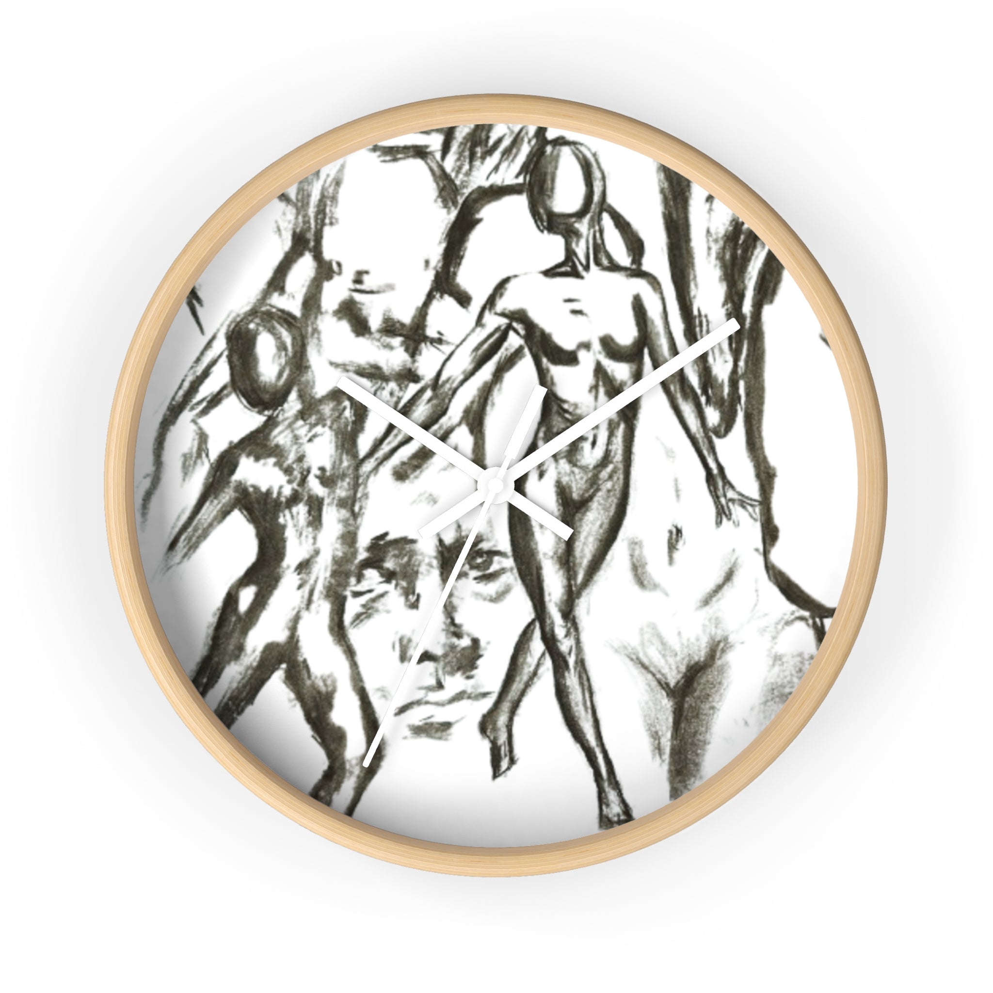 "The Figures" Minimalist Figure Sketch Wall Clock