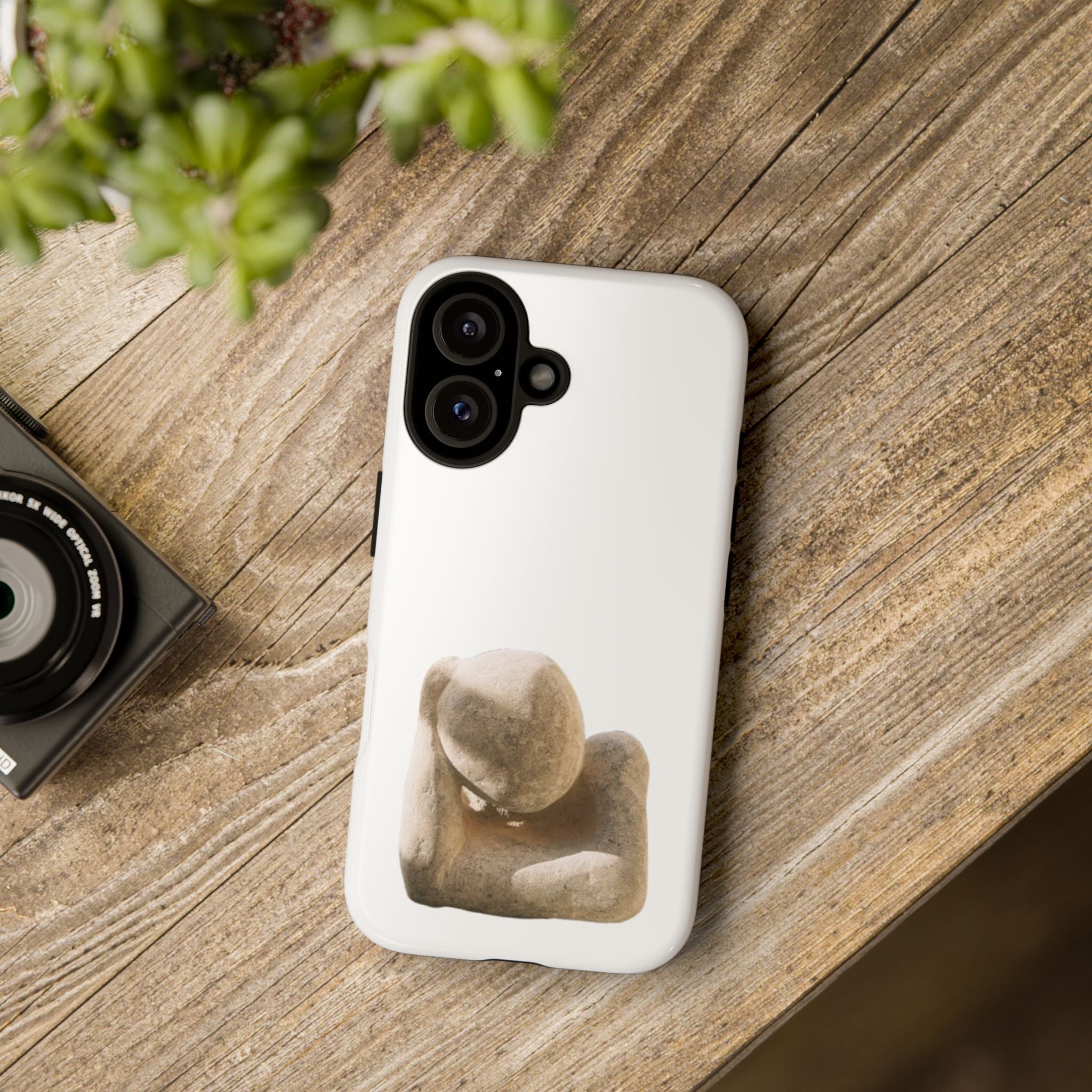"Leaning Man" Phone Case — Minimalist Thoughtful Stone Sculpture Design