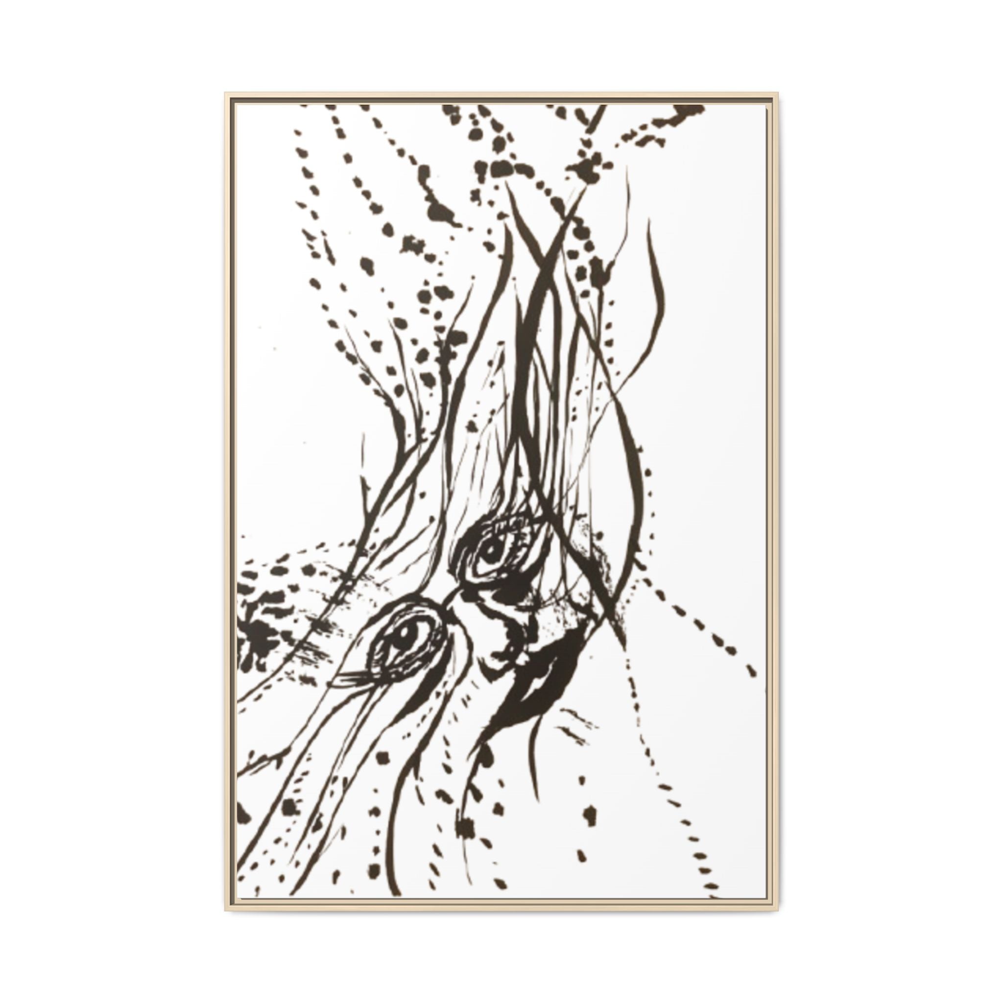 "The Ink Face" Framed Canvas Abstract Face Art Print