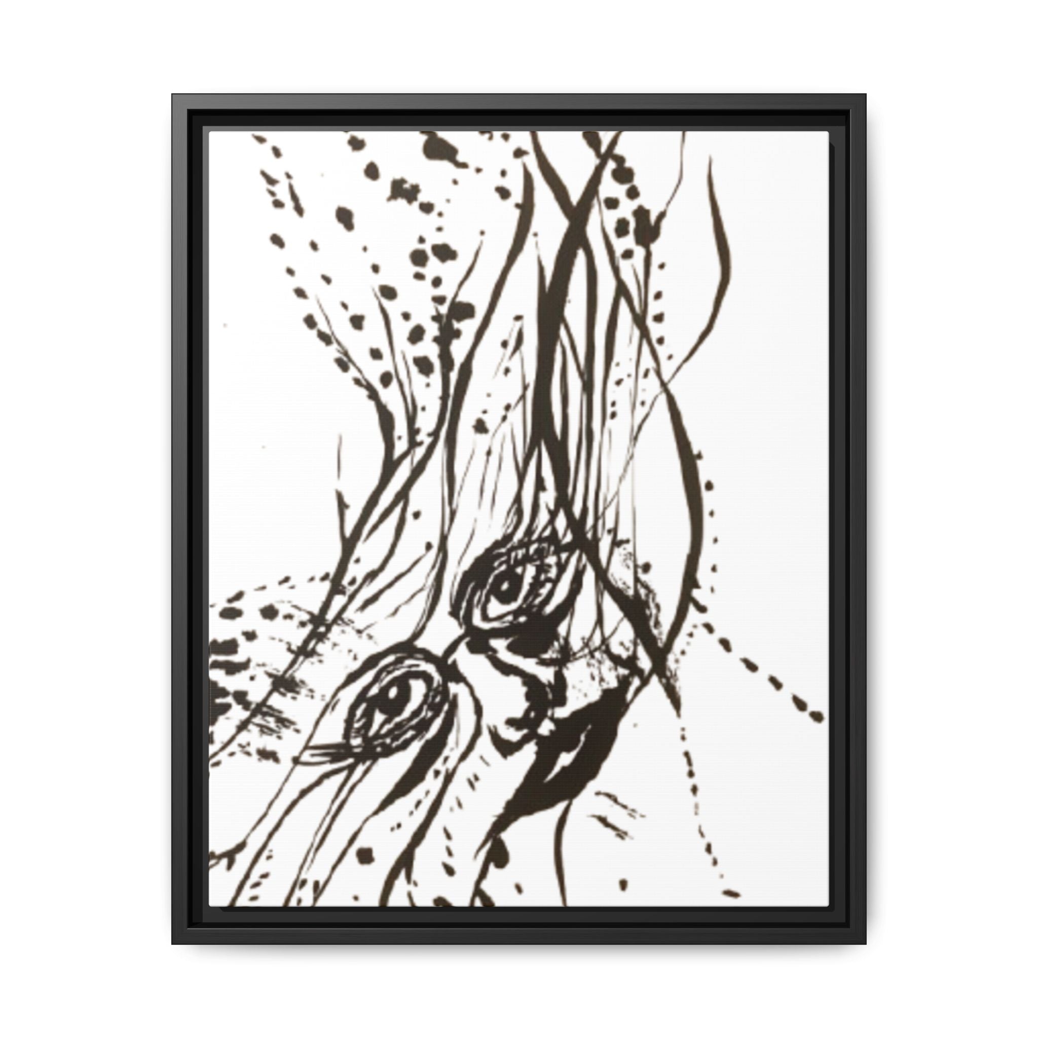 "The Ink Face" Framed Canvas Abstract Face Art Print