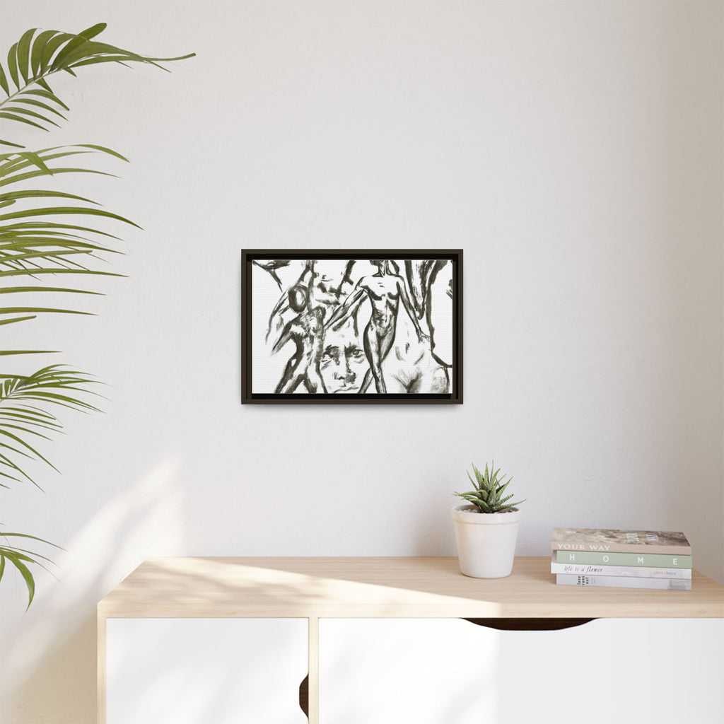 "The Figures" Abstract Matte Canvas Framed Wall Art