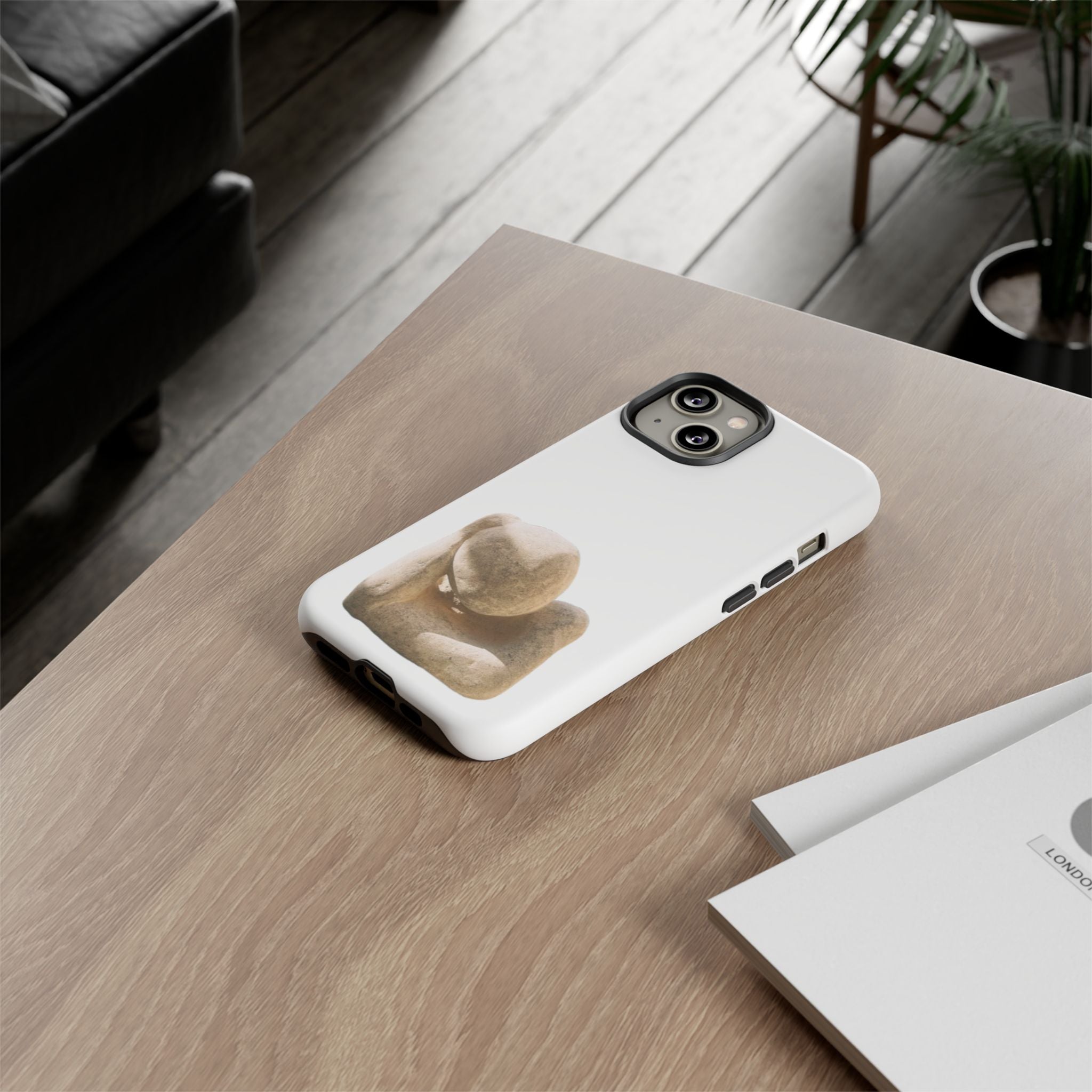 "Leaning Man" Phone Case — Minimalist Thoughtful Stone Sculpture Design