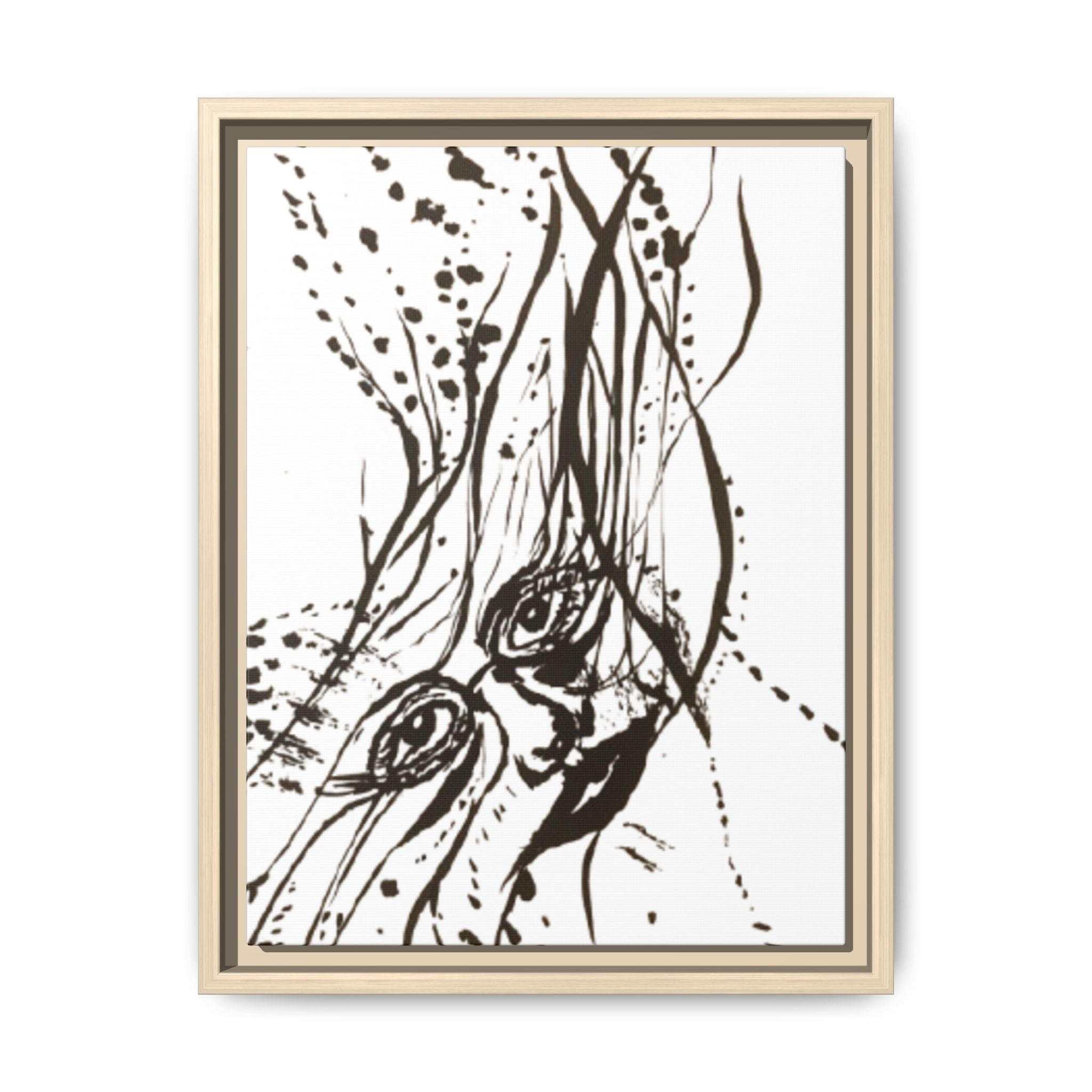 "The Ink Face" Framed Canvas Abstract Face Art Print