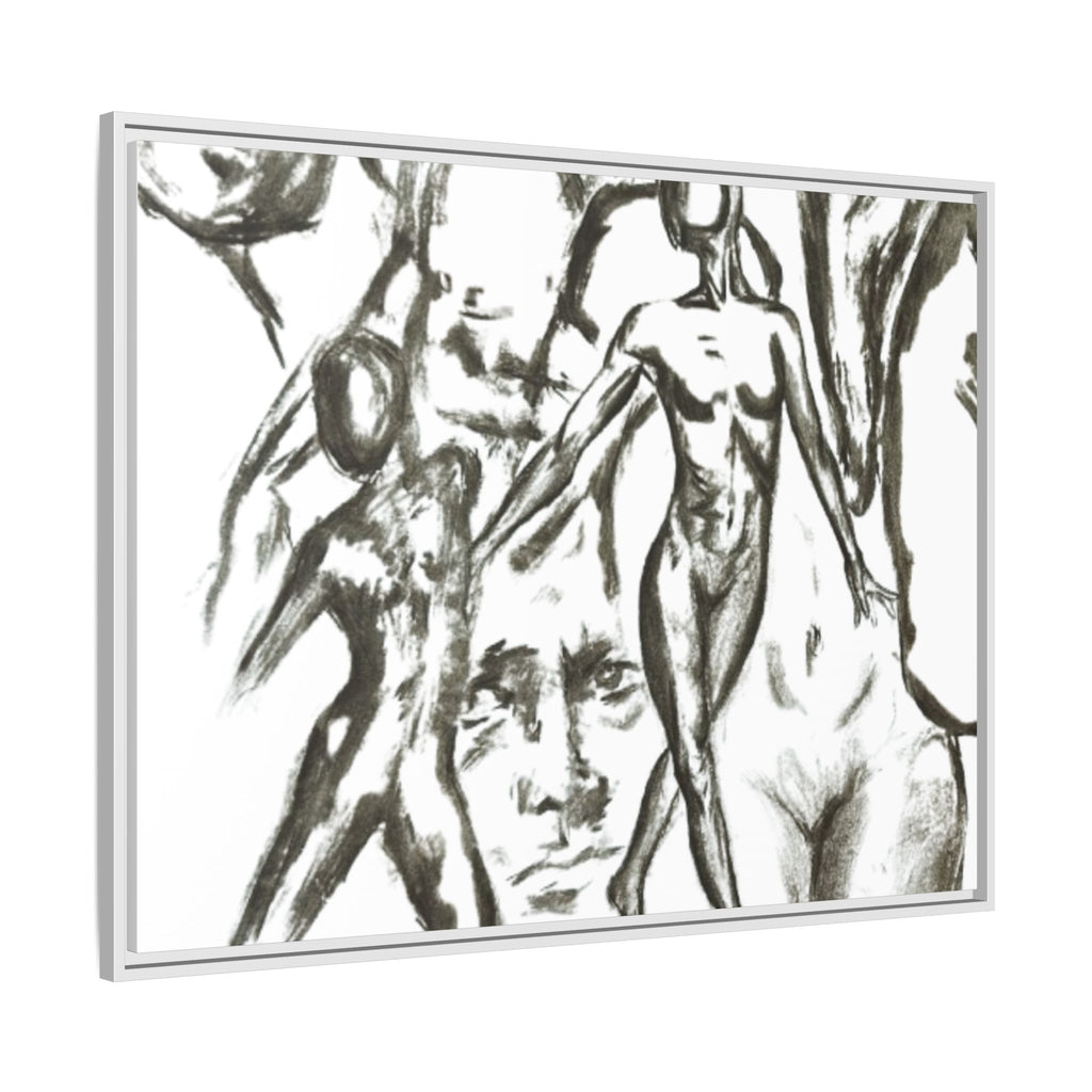 "The Figures" Abstract Matte Canvas Framed Wall Art