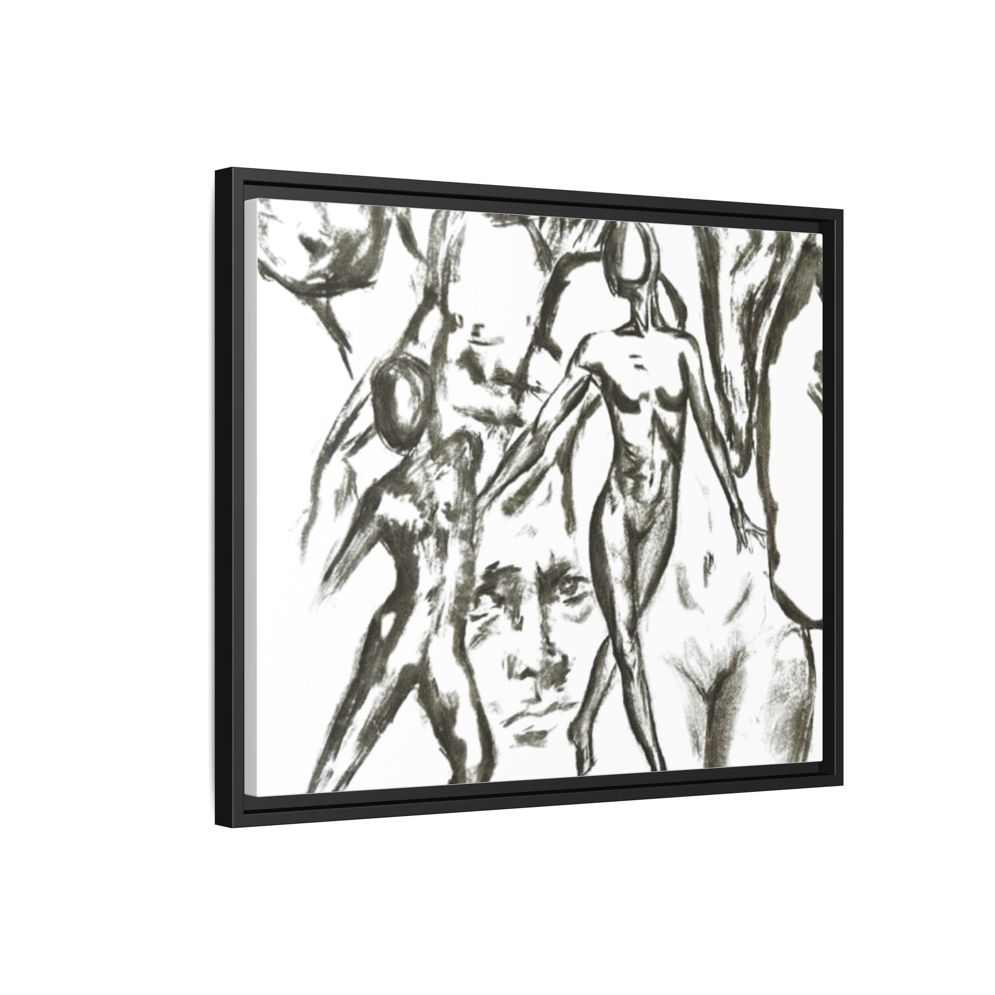 "The Figures" Abstract Matte Canvas Framed Wall Art