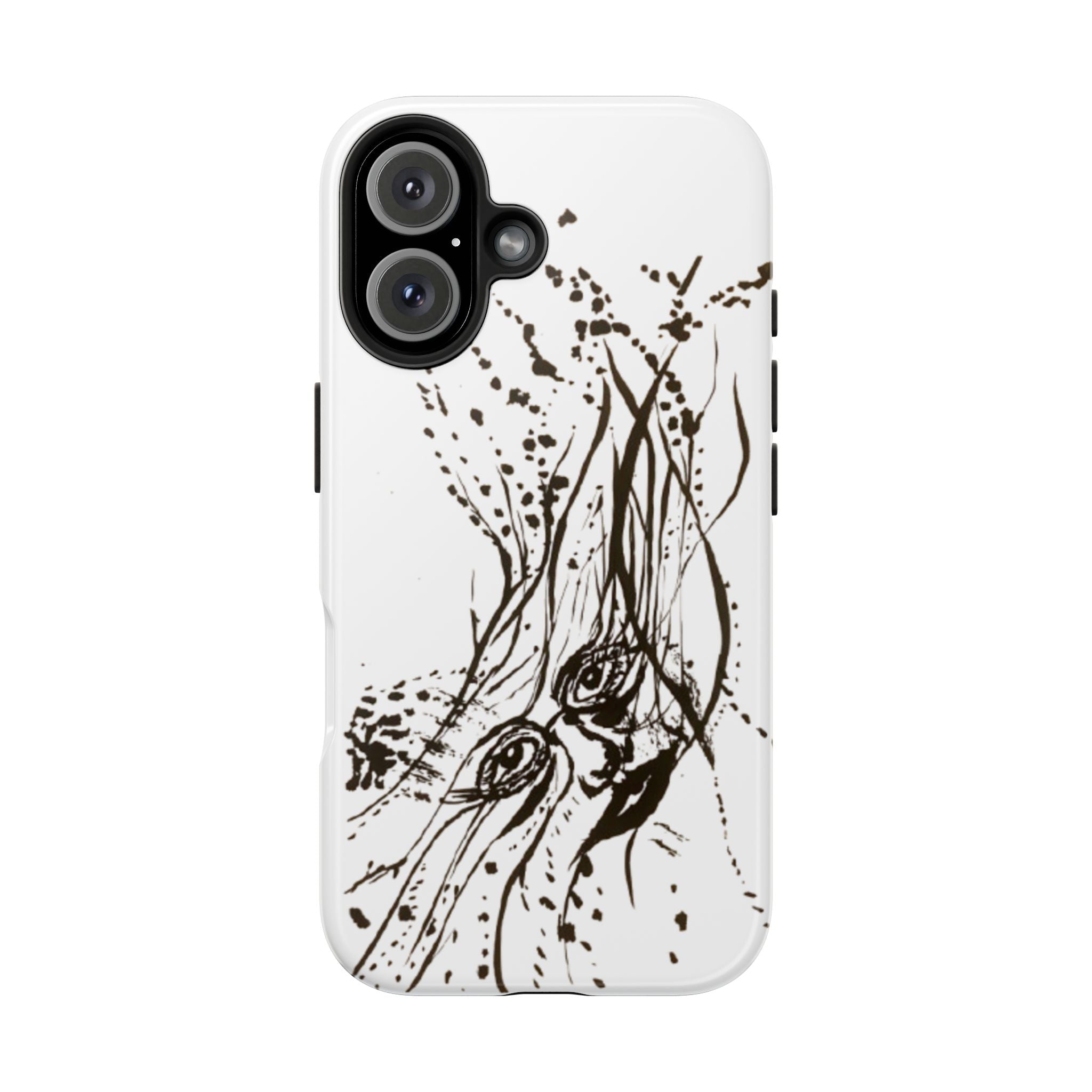 "Ink Face" Tough Phone Case — Abstract Ink Sketch Protective Cover