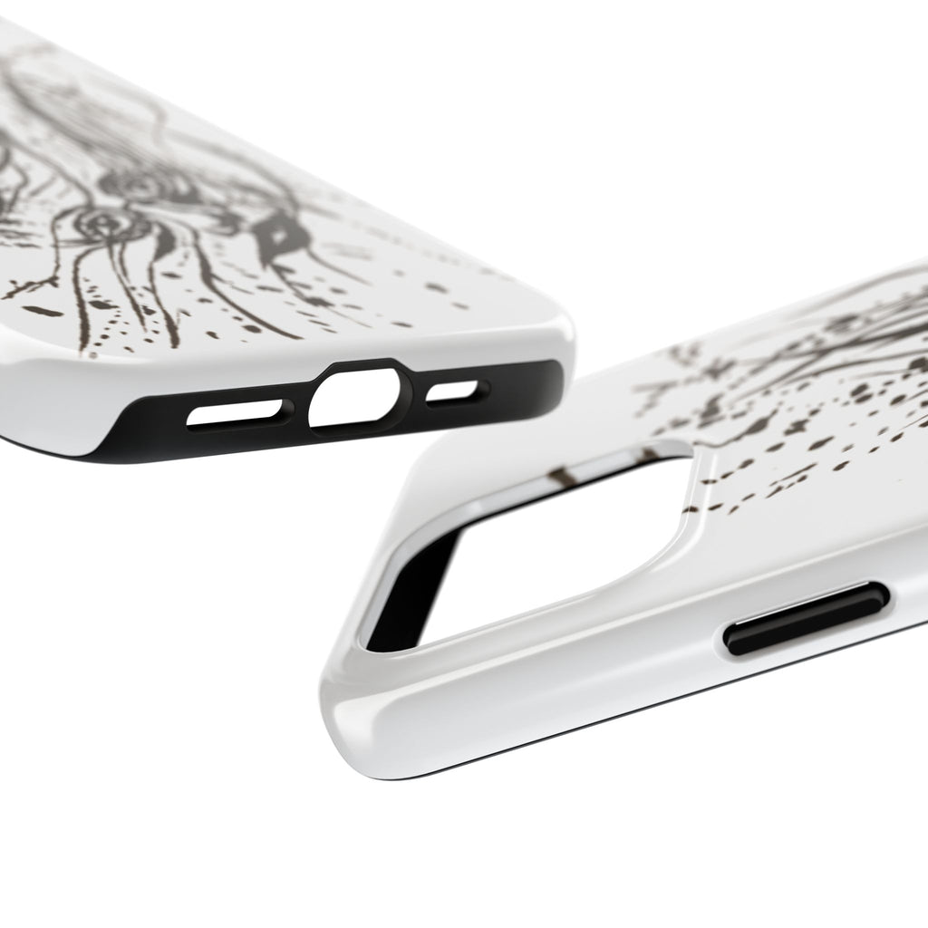 "Ink Face" Tough Phone Case — Abstract Ink Sketch Protective Cover