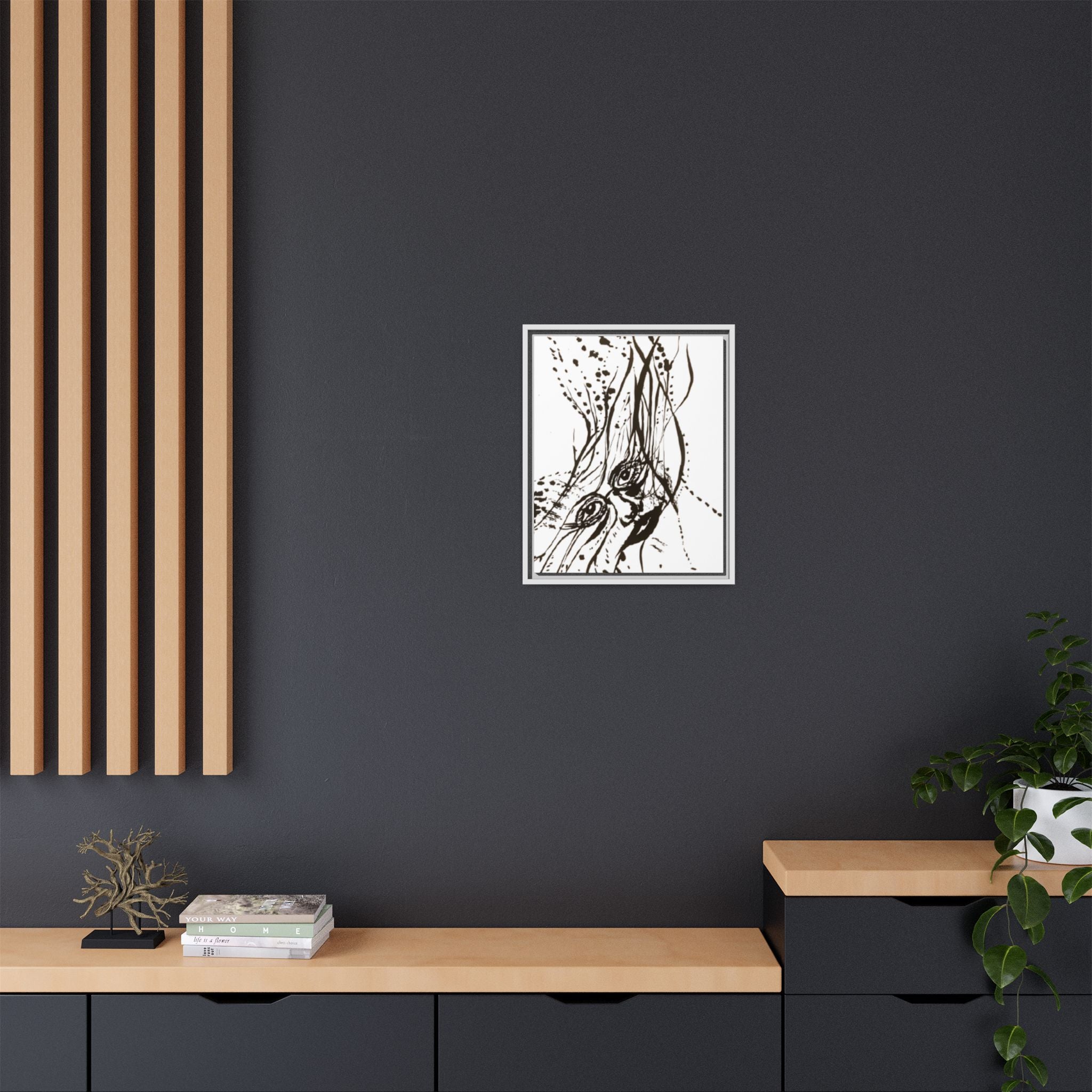"The Ink Face" Framed Canvas Abstract Face Art Print