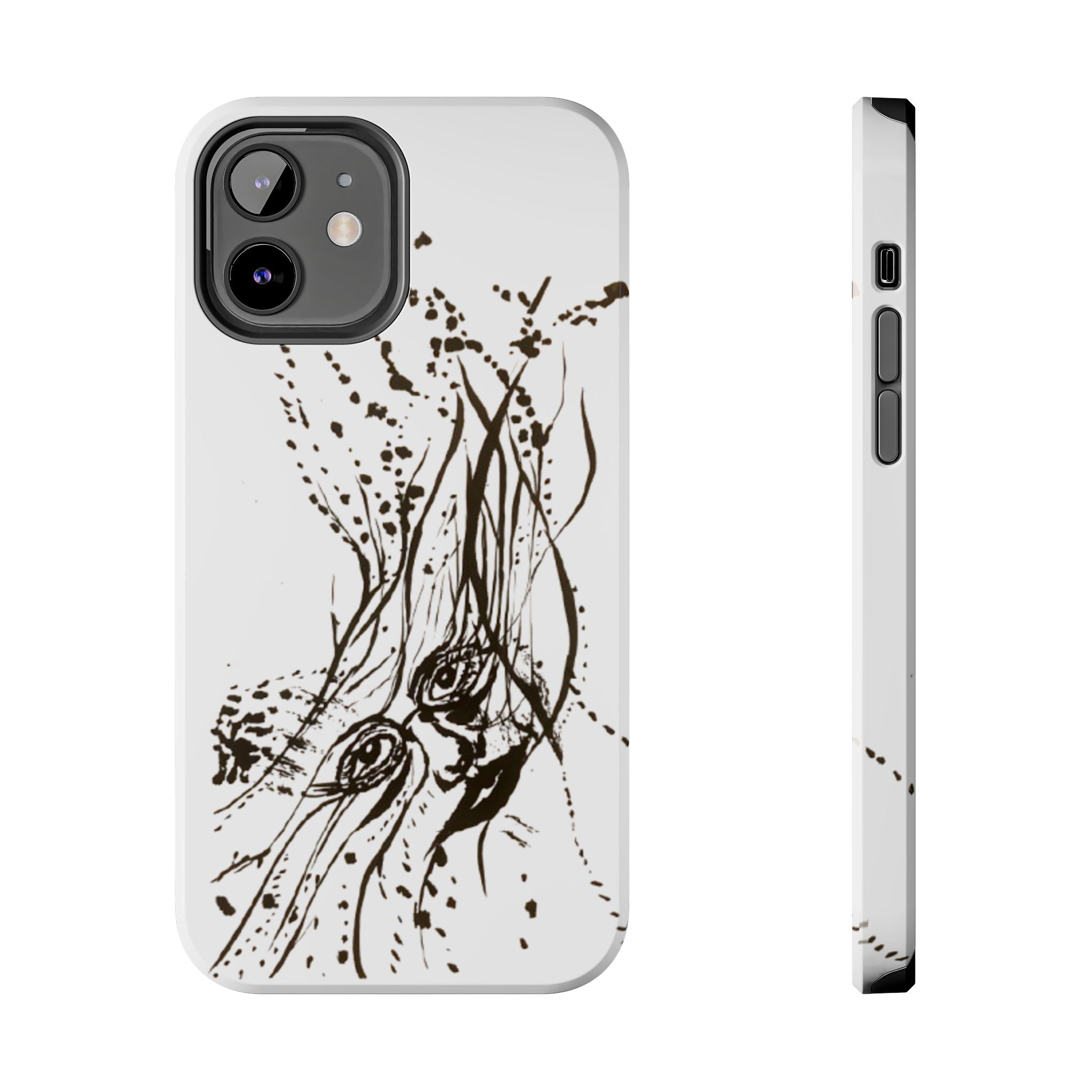 "Ink Face" Tough Phone Case — Abstract Ink Sketch Protective Cover