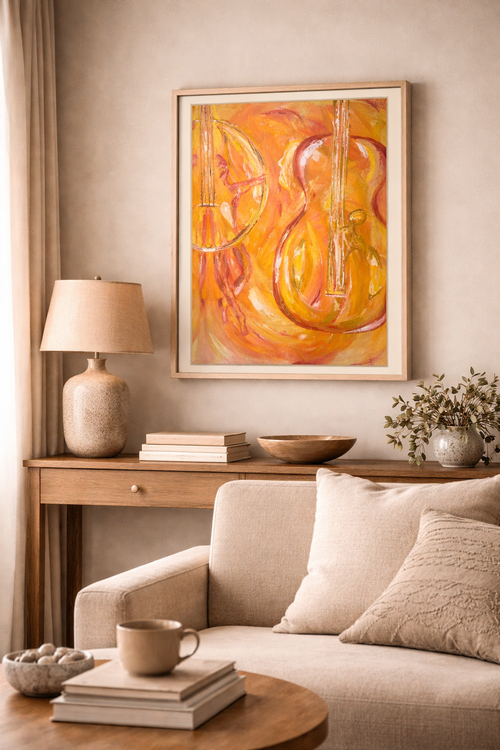 "Guitar People" Matte Framed Canvas
